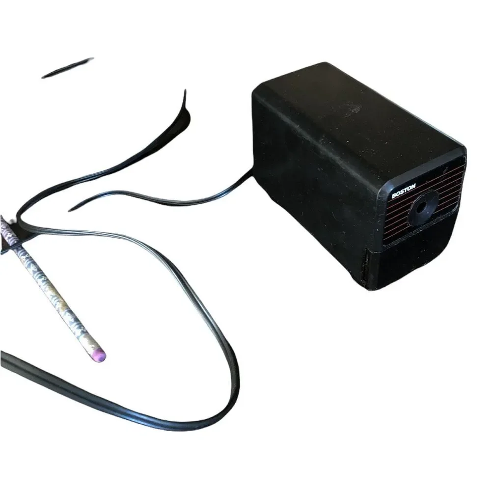 Electric Pencil Sharpener BOSTON Model 18 Black Red Stripes USA Made‎ Tested